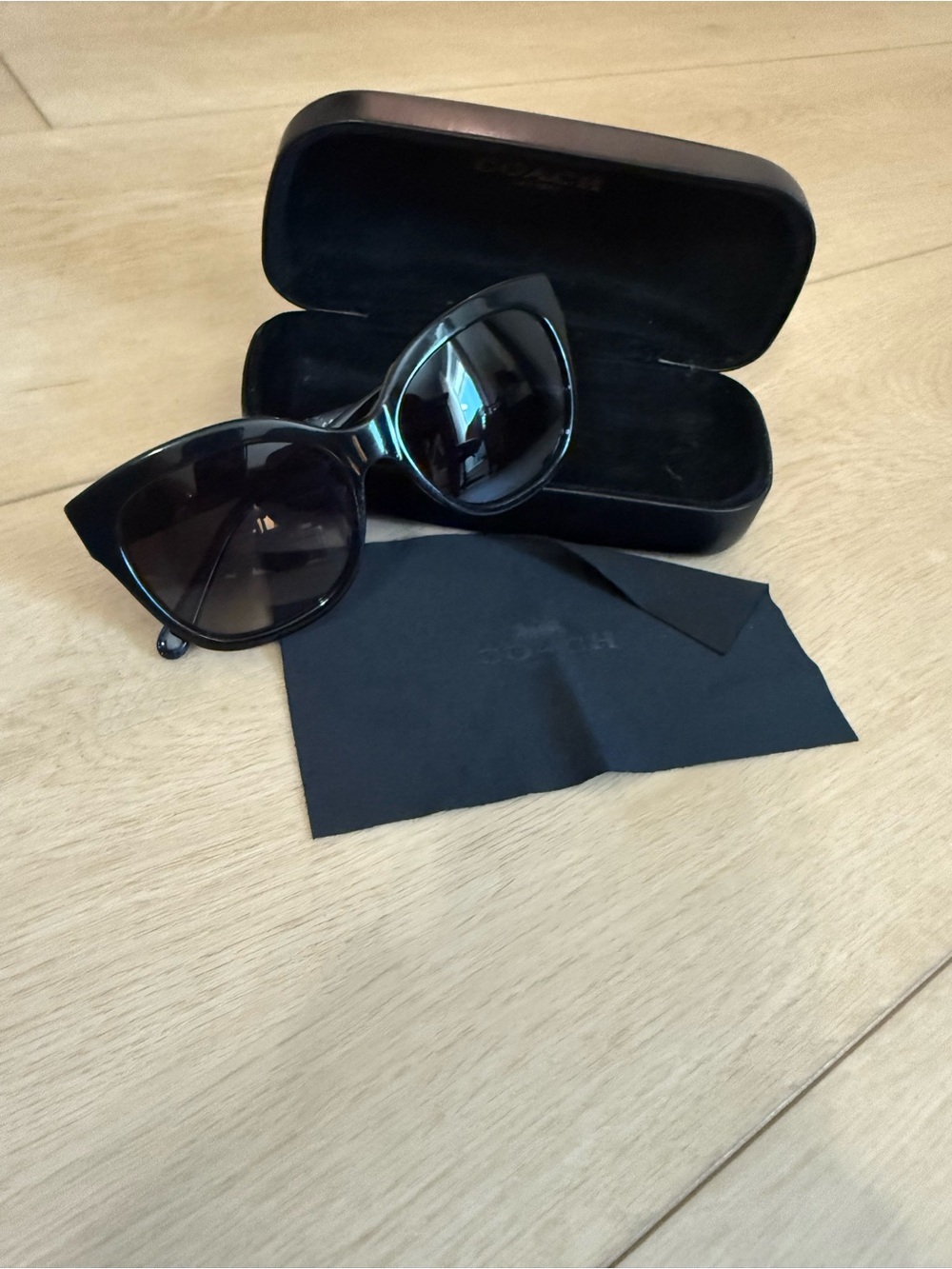 Coach Black Oversized Cat-Eye Women's Sunglasses - Picture 5 of 5